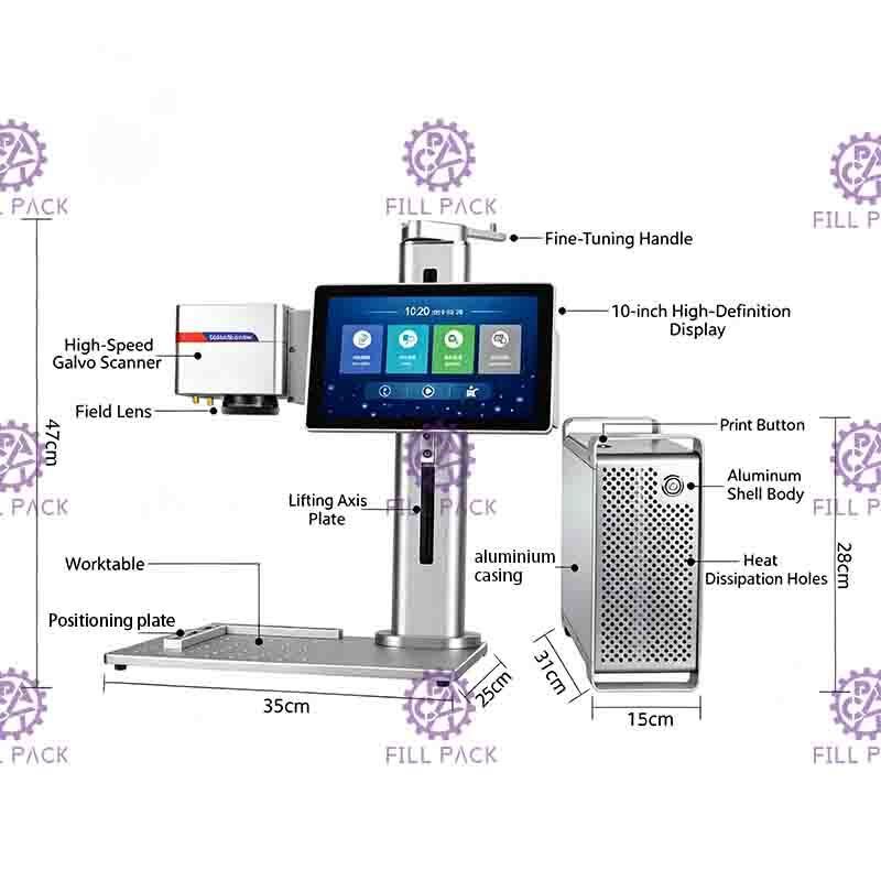20W desktoplaserdrukmachine voor datum- en batchcodemarkering op dozen en wijnflessen leverancier